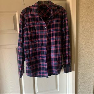 Lands end blue and pink flannel